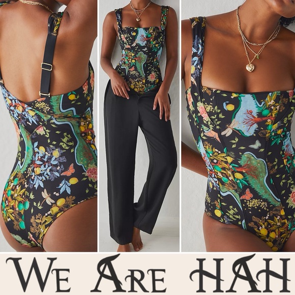 ππ¦RARE HAH Vava Printed One-Piece Bodysuit |Swimsuit | Corset |NWOTβ32-34 B/C - Picture 1 of 9